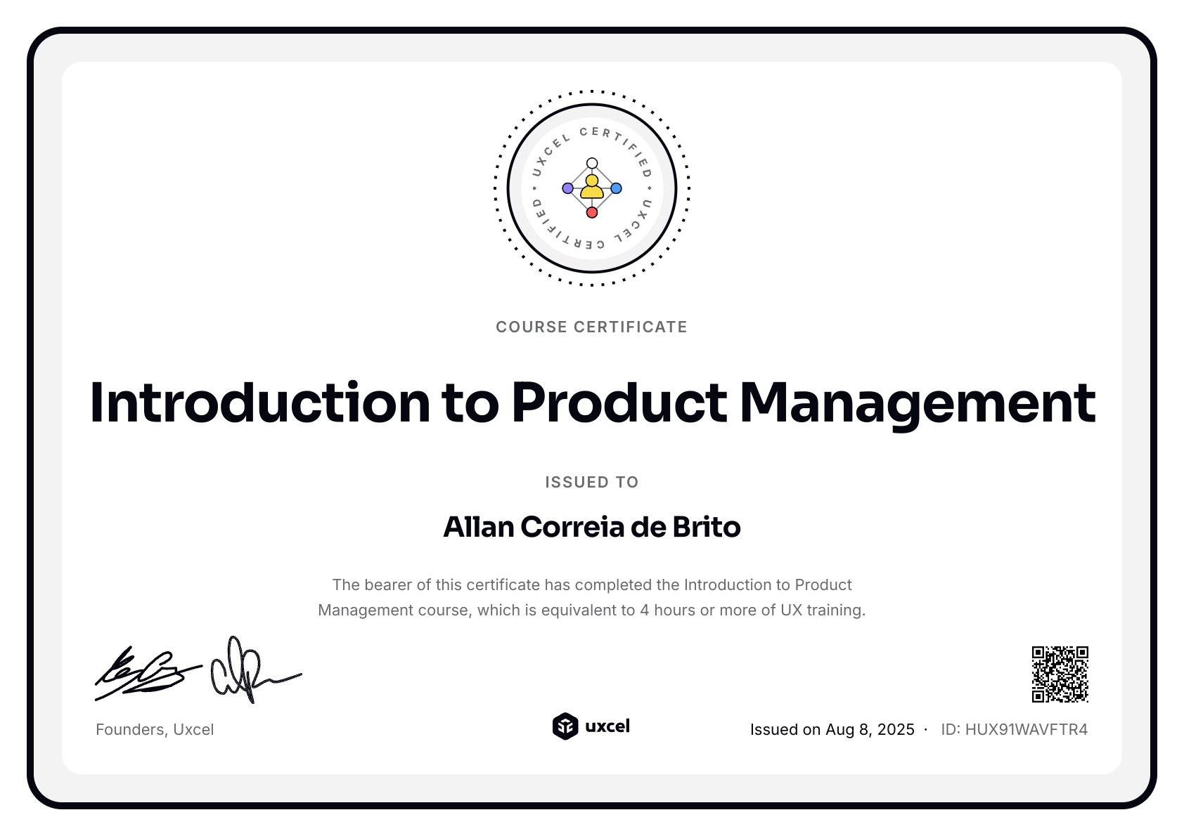 Allan Correia de Brito's certificate